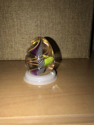 Glass Egg Design In Middle Stands 2 Inches 4.  5 Inches Round Pristine