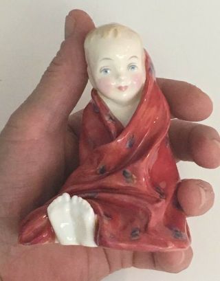 Royal Doulton " This Little Pig " Porcelain Little Boy Wrapped In Blanket Figurine