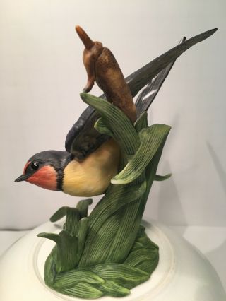 Lenox Barn Swallow Bird Figurine Fine Porcelain 1993 Leaf Cattail Hand Painted