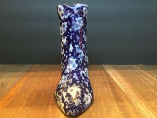 Blue & White Floral Ceramic Victorian Boot Vase made in China 3