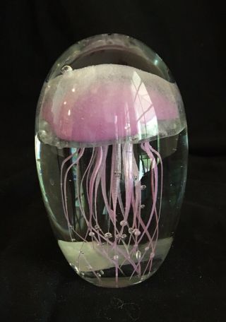 Vintage Orchid Glow Lavender Baby Jellyfish Glass Paperweight 4” Dynasty Gallery