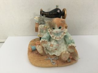 Calico Kittens Priscilla Hillman Enesco Stitch In Time Saves Nine Sewing 1994
