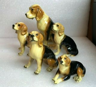 Vintage Morton Studio Beagle Hound Dog Figurines (5)