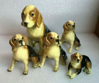 Vintage MORTON STUDIO BEAGLE HOUND DOG figurines (5) 2