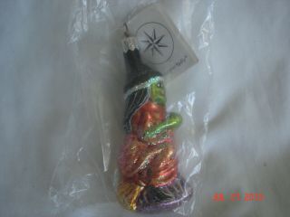 1994 Christopher Radko Blown Glass Witch On A Broom Ornament W/ Hang Tag Poland