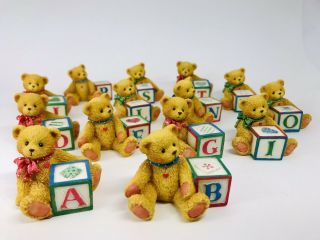 Set Of 14 Cherished Teddies Block Letter Figurines A B D E F G I J L N O R S T V