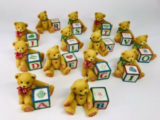 Set of 14 Cherished Teddies Block Letter Figurines A B D E F G I J L N O R S T V 2