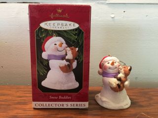 1999 Hallmark Keepsake Ornament Snow Buddies Snowman & Fox 2nd In Series