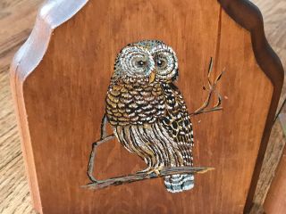 Vintage Wooden Painted Owl Bookends - Set of 2 2