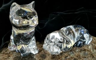 Lead Crystal Glass Pets Dog Cat Princess House Paperweight Germany Set 2