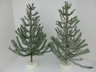2 Small Dept 56 18 - 20 Inch Trees W/bases Great Village Accessory No Box (43