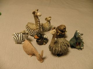 Set Of 8 Artesania Rinconada Hand Crafted Clay Animals