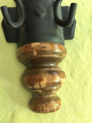 Vintage Wall Sconce Wood & Metal Candle Holder 2 - Arm 5