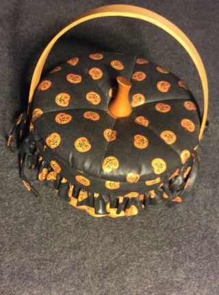 1996 Longaberger Small Pumpkin Basket With Pumpkin Liner,  Protector & Lid
