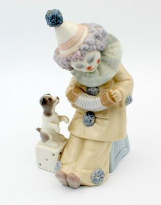 Unique Lladro Hand Made Glazed Porcelain Clown Pierott With Dog 6 " 6009