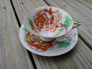 Vintage Trimont China Cup & Saucer Hand Painted Floral Design Occupied Japan