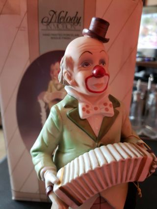 Vintage Melody in Motion Hand Painted Bisque Porcelain Clown with Accordion 2