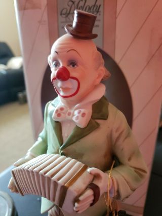 Vintage Melody in Motion Hand Painted Bisque Porcelain Clown with Accordion 3