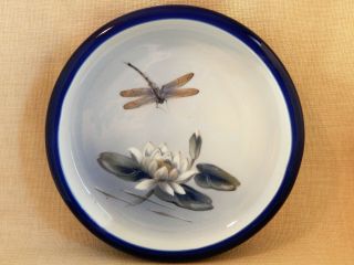 Blue Royal Copenhagen Low Bowl Dish With Dragonfly,  Lily Pad - Model 2367