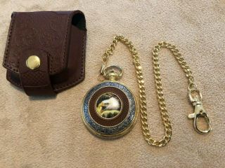 Franklin Eagle Pocket Watch W/chain & Case