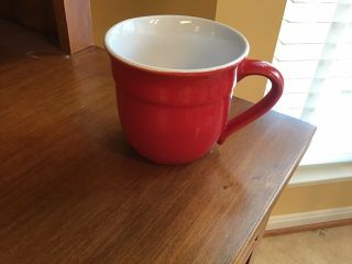 Emile Henry Ceramic Coffee Mug Made In France Red Exterior White Interior 8714