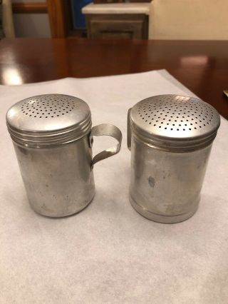 Vintage Salt And Pepper Shakers Aluminum With Handles