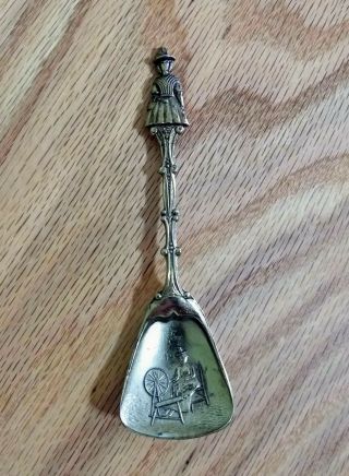 Vintage Welsh Lady Brass Loving Spoon