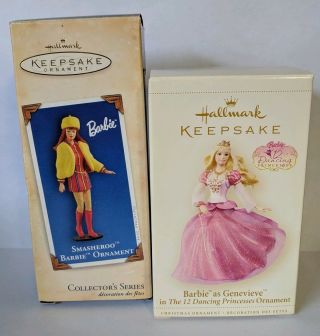 2 Hallmark Keepsake Barbie Ornaments Dancing Princesses Genevieve And Smasheroo