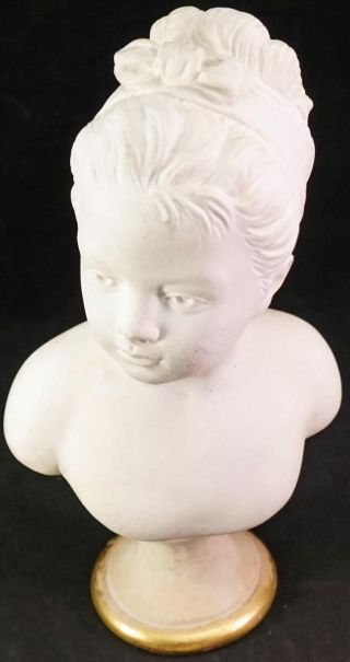Vintage Plaster Or Chalkware Bust Of Young Lady Or Girl Well Detailed Signed