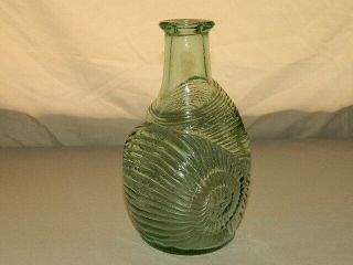 Vintage Thick Green Glass Snail Vase Bottle Made In Canada 8 " High