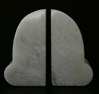 Vintage White Marble Art Deco Book Ends Paper Weigh 5 - 1/2 " Tall - 2 - 3/4 " Wide
