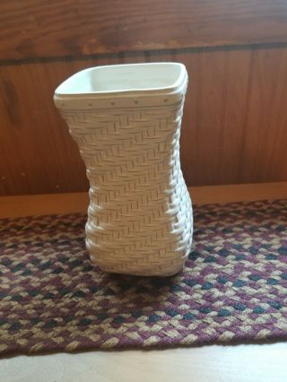 Longaberger Pottery Woven Tradition Ivory Reflections 8.  25 " Vase