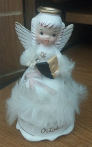 Napco October Girl Angel Figurine Japan A4588 Vtg
