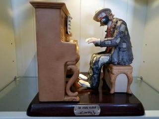 Emmett Kelly Jr Figurine Flambro Imports " The Piano Player " W/box & Cert Of Auth