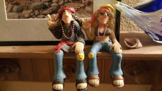 Limited Edition D Manning Hippie Polymer Clay Figure People Set.  Collectable