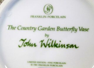 The Country Garden Butterfly Vase By John Wilkinson 1981 Franklin Porcelain 6