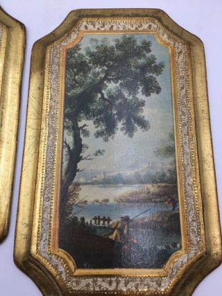 Vintage Pictures Made In Italy On wood Set Of 4 3
