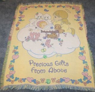 Precious Moments Tapestry Blanket Throw 46x56 " Lamb Gifts From Above Angel Baby