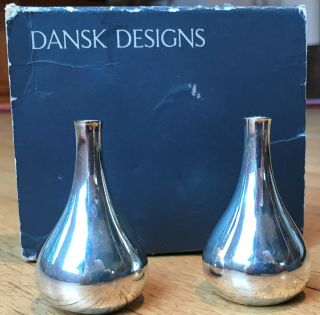 Vintage Dansk Design 60s Ihq Onion Teardrop Silver Plate Candle Holders