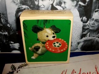 Frisbee Puppy`1984`little Puppy Loves Playing Frisbee,  Hallmark Tree Ornament