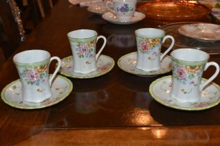 Nippon Hand painted Chocolate set with four cups/saucers 2