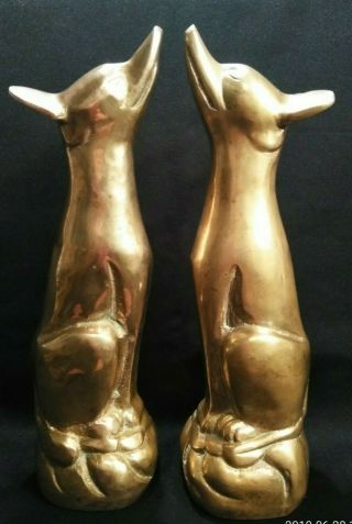 Vintage Brass Fox Bookends Heavy 11 1/2 " Tall