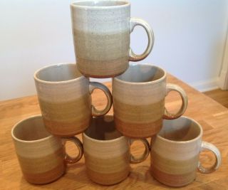 Vintage Set Of Six Coffee Mugs Made In England - Brown/beige