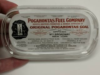 Vtg Glass Advertising Paperweight Pocahontas Fuel Co.  York Boston Chicago