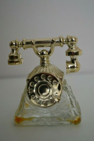Vintage Avon Telephone Perfume Bottle - Gold Colored Phone Top