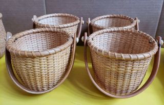 Set Of 4 Matching Oval Nantucket Baskets Vintage Nautical Decor