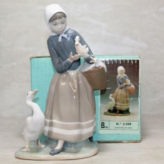 Lladro Figurine 4568 ln box Shepherdress with Ducks 5