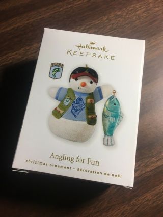 2010 Hallmark Keepsake Christmas Ornament Angling For Fun Bass Fishing Snowman