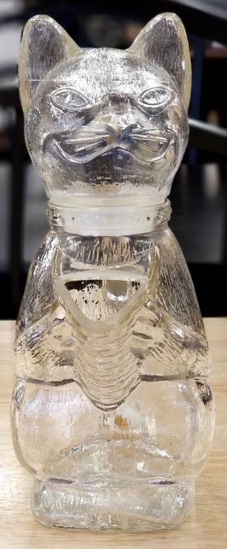 Vintage Wmf Germany Clear Glass Kitty Cat Pitcher Creamer Decanter