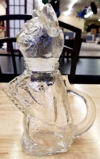 Vintage WMF Germany Clear Glass Kitty Cat Pitcher Creamer Decanter 2